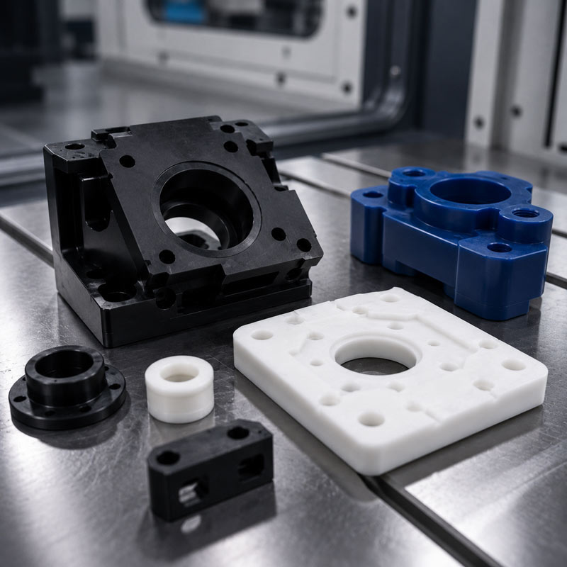 Série de composants plastiques usinés pour l’industrie