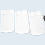 Pièces usinées en stratifié compact avec inserts métal, usage paramédical. Pièces usinées en stratifié compact avec inserts métal, usage paramédical.