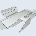 Pièces en Dibond ép.3mm usinées à plat et mises en forme par pliage.