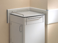 Mobilier médical en compact HPL postformé.
